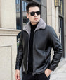 White Mink Velvet Fleece-lined Thick Loose Casual Leather Jacket For Men