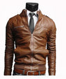 Motorcycle Leather Jacket And Carat Chain For Men