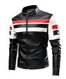 Motorcycle Stitching Leather Jacket Men Stand Collar Retro