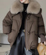 Down Cotton-padded Jacket Women's Short Fur Collar Thickened Coat Winter Clothing