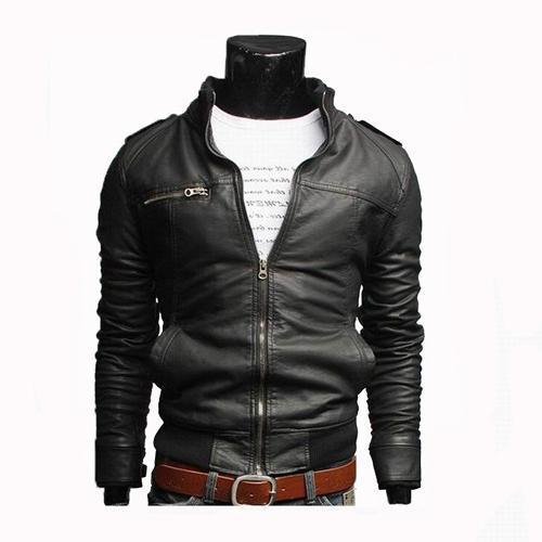 Motorcycle Leather Jacket And Carat Chain For Men