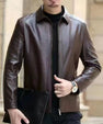 Leather Jacket For Middle-aged Men Leather Clothing With Stand Collar Men Fleece-lined