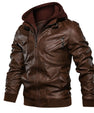 Men's Leather Jackets, Faux Leather Jacket For Men Lapel Zip-Up Slim Fit Coat