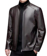 Leather Jacket For Middle-aged Men Leather Clothing With Stand Collar Men Fleece-lined