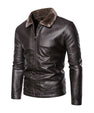 Slim Fit Lapel Business Casual Leather Jacket For Men