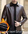 Leather Jacket For Middle-aged Men Leather Clothing With Stand Collar Men Fleece-lined