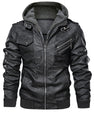 Men's Leather Jackets, Faux Leather Jacket For Men Lapel Zip-Up Slim Fit Coat