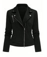 Women's Oblique Zipper Fastener Decoration Slim Casual Jacket