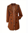 European And American Elegant Women's Solid Color Double Breasted Woolen Coat