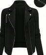 Women's Oblique Zipper Fastener Decoration Slim Casual Jacket