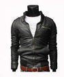 Motorcycle Leather Jacket And Carat Chain For Men