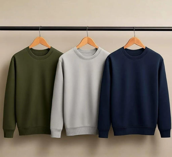 Bundle of 3 Plain Decent Sweatshirts for Men | Premium Winter Wear
