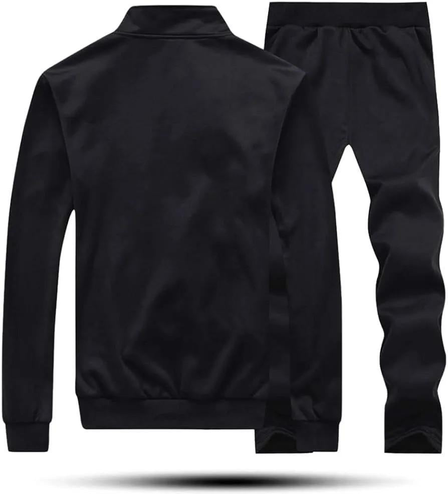 Premium Black Men's Tracksuit – Richman Logo Edition 2 Pcs - Black - Plain Collar Design