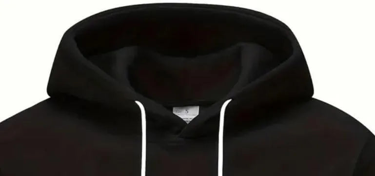 Men’s Color Block Fleece Hoodie – Black, White & Grey | Casual Pullover with Front Pocket