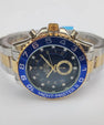 Luxury Gold Wristwatch with Blue Bezel – Premium Analog Design & Elegant Finish