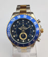 Luxury Gold Wristwatch with Blue Bezel – Premium Analog Design & Elegant Finish