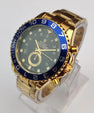 Luxury Gold Wristwatch with Blue Bezel – Premium Analog Design & Elegant Finish