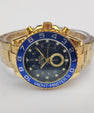 Luxury Gold Wristwatch with Blue Bezel – Premium Analog Design & Elegant Finish