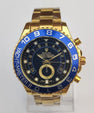 Luxury Gold Wristwatch with Blue Bezel – Premium Analog Design & Elegant Finish