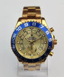 Luxury Gold Wristwatch with Blue Bezel – Premium Analog Design & Elegant Finish