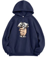 Men’s Navy Blue Hoodie with Money Fist Print – Streetwear Graphic Pullover