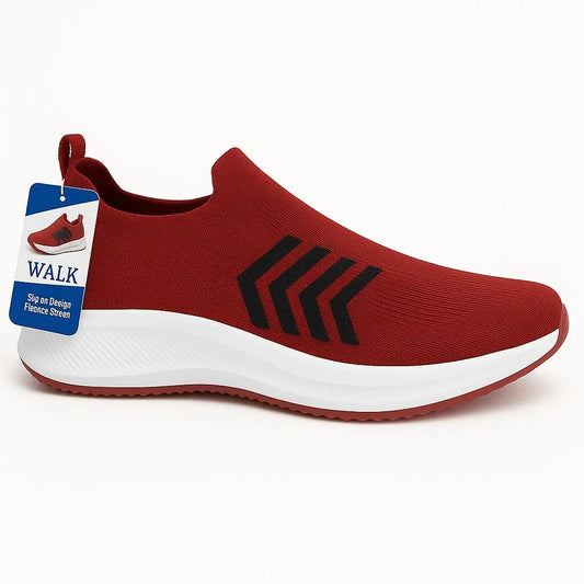 Unisex Red PVC Walking Sneakers | Embroidered Design | Lightweight Everyday Comfort | Sizes 36–41