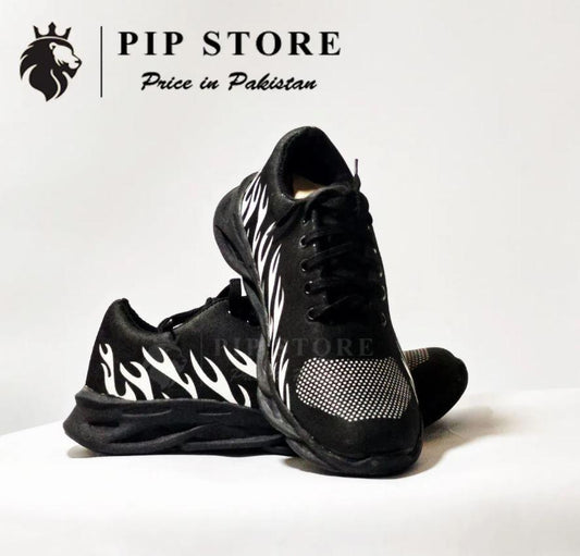 Men’s Fire Flame Mesh Sports Sneakers – Lightweight Breathable Jogging & Casual Shoes