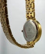 Elegant Gold-Tone Women’s Wristwatch – Crystal Roman Dial & Textured Bracelet Design