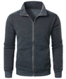 Stand Collar Cardigan Zipper Fleece-lined Thickened Threaded Cuff Casual Sweatshirt