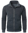 Stand Collar Cardigan Zipper Fleece-lined Thickened Threaded Cuff Casual Sweatshirt