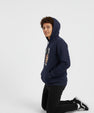 Men’s Navy Blue Hoodie with Money Fist Print – Streetwear Graphic Pullover