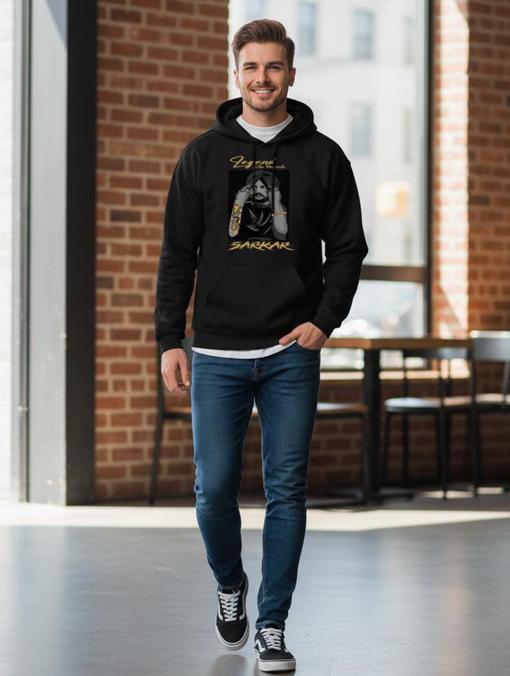 Black “Legend Sarkar” Graphic Hoodie – Premium Soft Fabric & Bold Streetwear Style