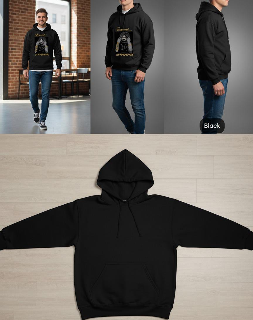 Black “Legend Sarkar” Graphic Hoodie – Premium Soft Fabric & Bold Streetwear Style