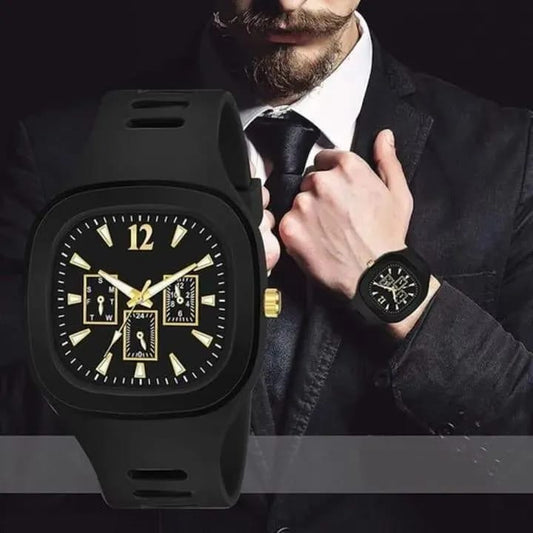 Analogue Fashionable Watch for Men   Product Details:  Material: Silicon  Display Type: Analogue  Color: Black ,white , blue  Number of Pieces: 1 Pc  Package Includes: 1 x Watch&nbsp;