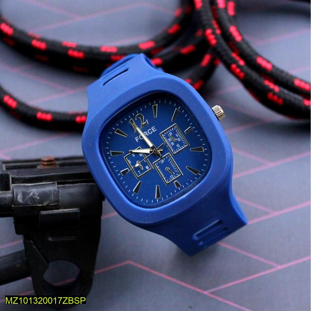 Analogue Fashionable Watch for Men   Product Details:  Material: Silicon  Display Type: Analogue  Color: Black ,white , blue  Number of Pieces: 1 Pc  Package Includes: 1 x Watch&nbsp;
