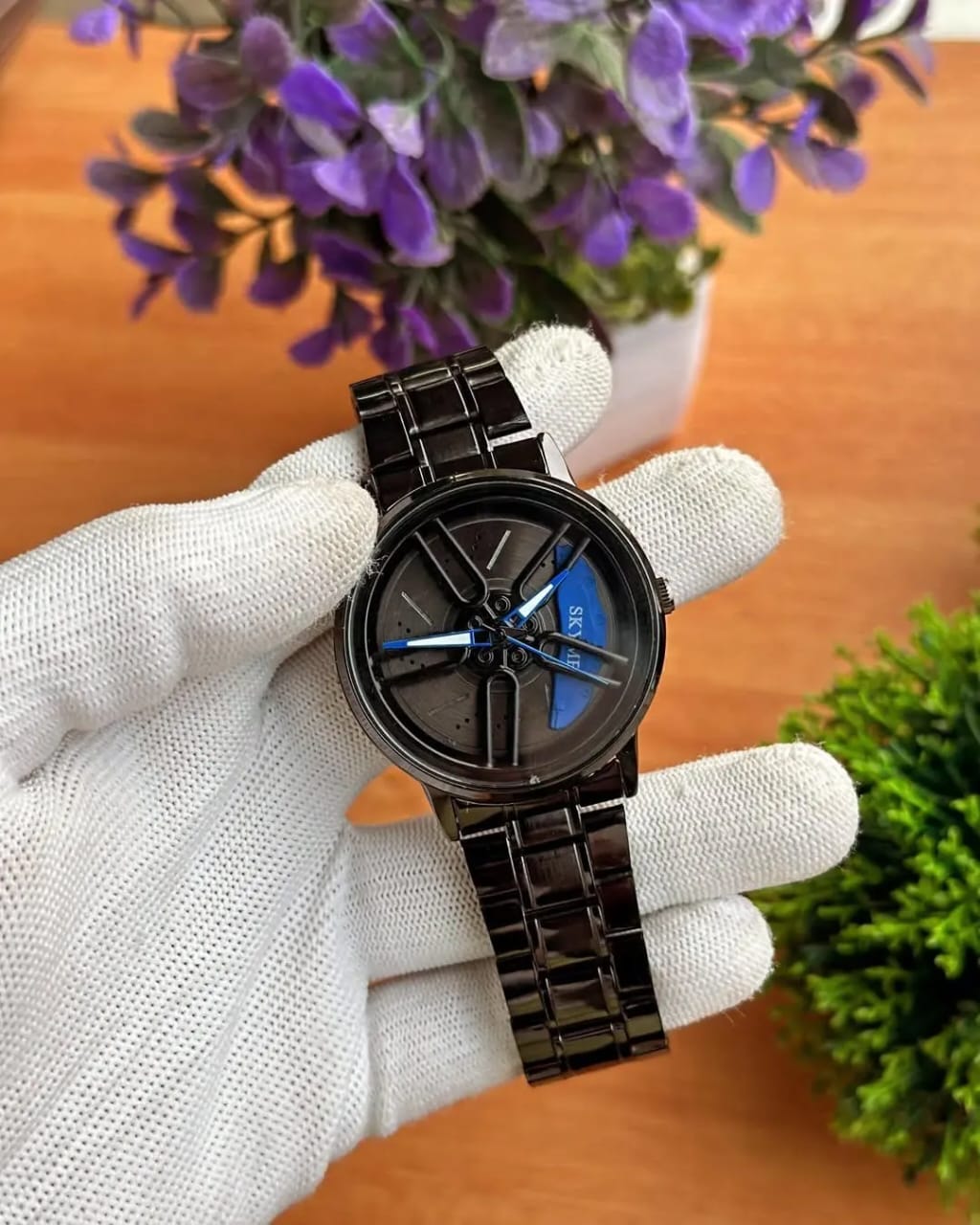 Stainless Steel Spinning Wheel Watch for Men