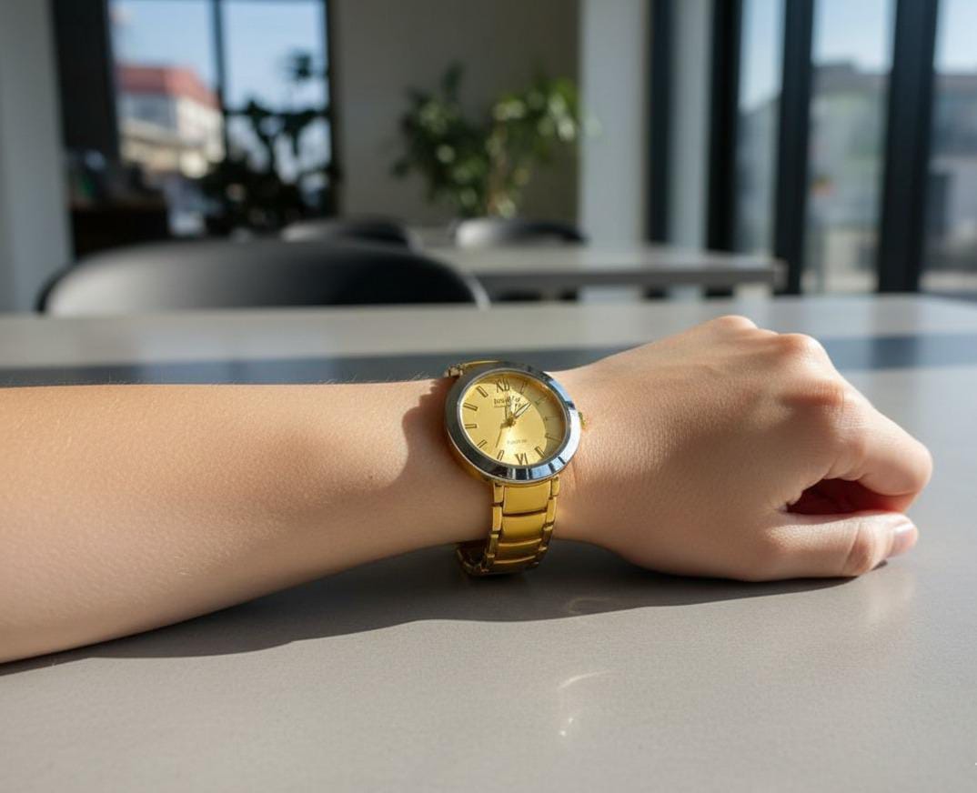 POSHÉ Classic Gold Wrist Watch – Elegant Quartz Timepiece for Men & Women