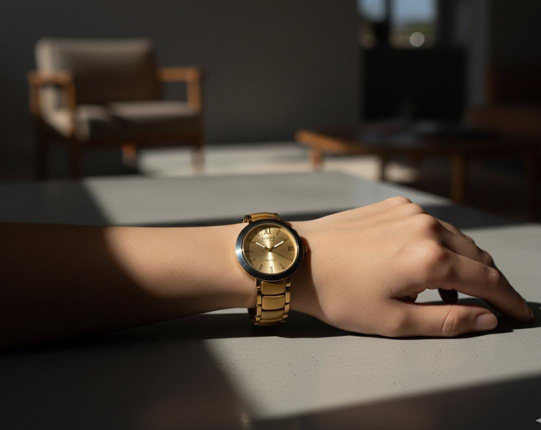 POSHÉ Classic Gold Wrist Watch – Elegant Quartz Timepiece for Men & Women