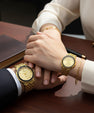 HK Collection Gold Couple Wrist Watches – Elegant Matching Quartz Set