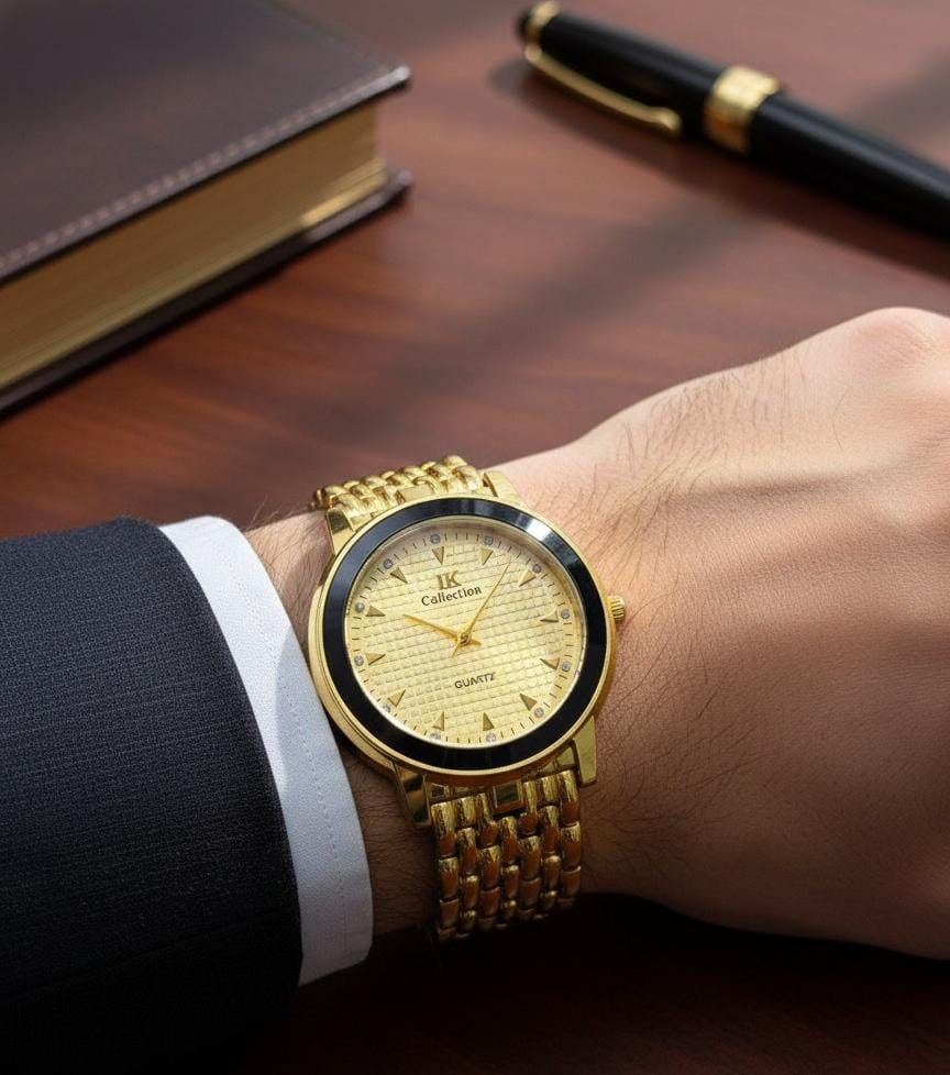 HK Collection Gold Couple Wrist Watches – Elegant Matching Quartz Set