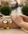 HK Collection Gold Couple Wrist Watches – Elegant Matching Quartz Set