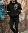 Men’s Black Hoodie with White Lion Print – Bold Streetwear Pullover