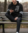 Men’s Black Hoodie with White Lion Print – Bold Streetwear Pullover