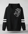 Men’s Black Hoodie with White Lion Print – Bold Streetwear Pullover