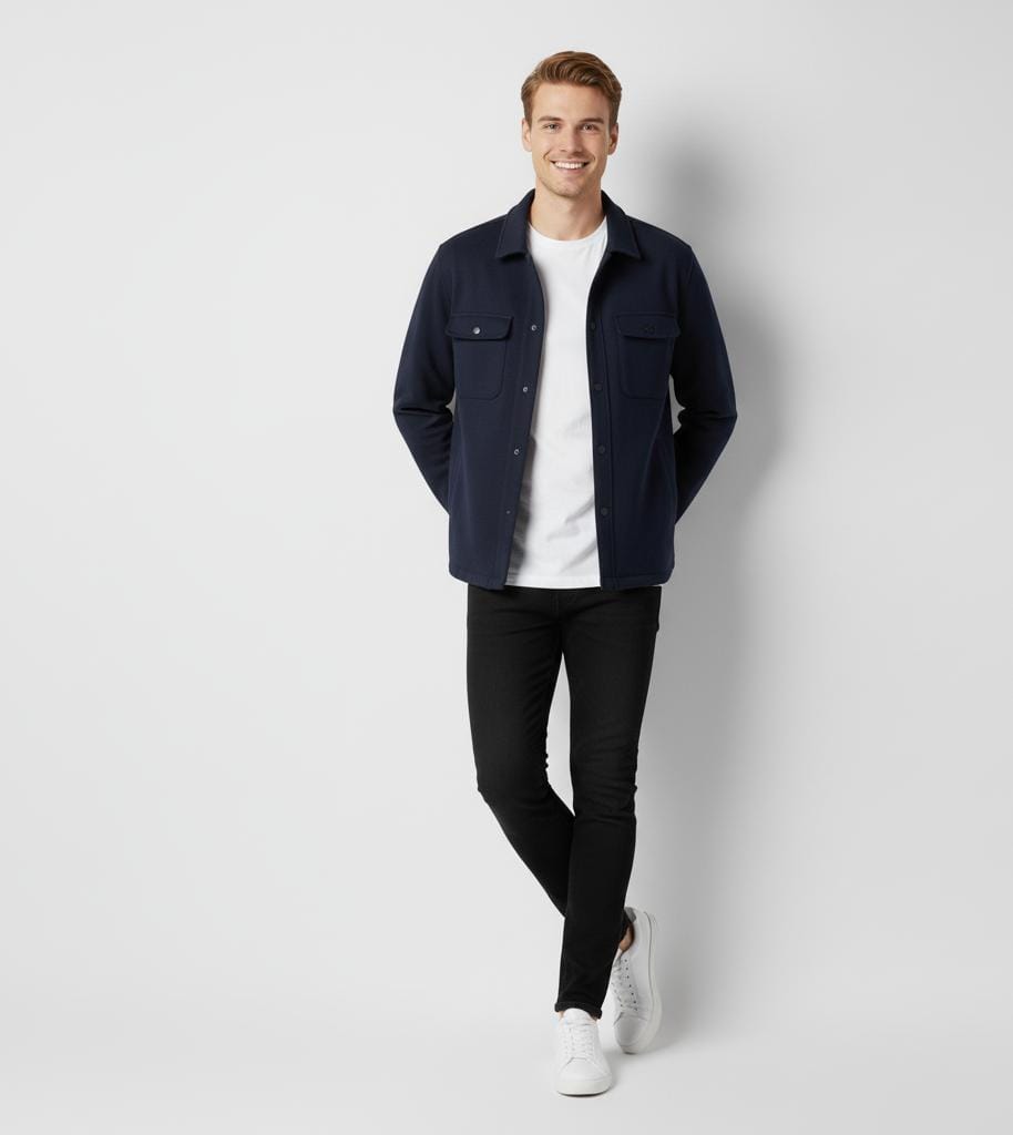 Men’s Plain Fleece Jacket – Soft Warm Collared Winter Wear