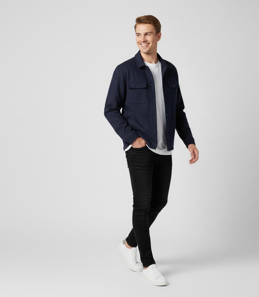 Men’s Plain Fleece Jacket – Soft Warm Collared Winter Wear