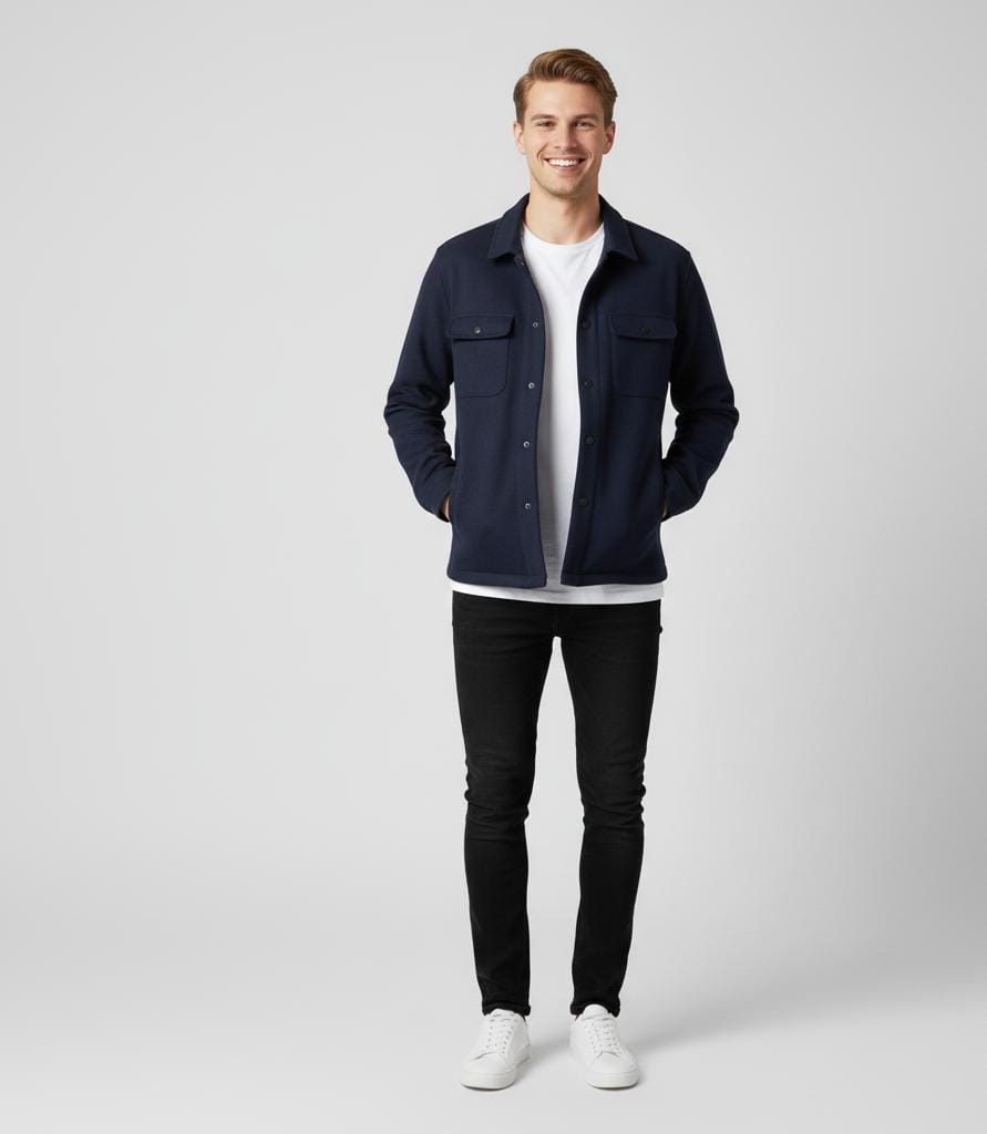 Men’s Plain Fleece Jacket – Soft Warm Collared Winter Wear