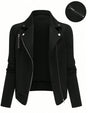 Women's Oblique Zipper Fastener Decoration Slim Casual Jacket