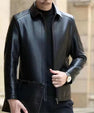 Leather Jacket For Middle-aged Men Leather Clothing With Stand Collar Men Fleece-lined