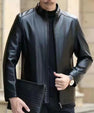 Leather Jacket For Middle-aged Men Leather Clothing With Stand Collar Men Fleece-lined
